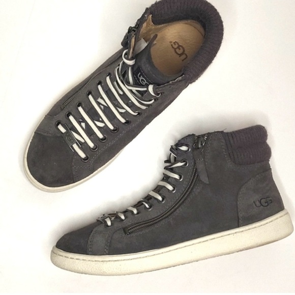 UGG "Olive" Trainer High Top Suede Sneaker Gray Size 6.5 - Picture 11 of 12